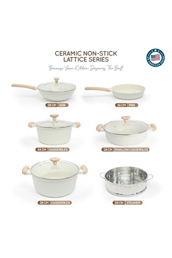 VAV GET Healthy & Safe Ceramic Nonstick 10-pcs Cookware Set, Non-toxic, Induction Ready Set.