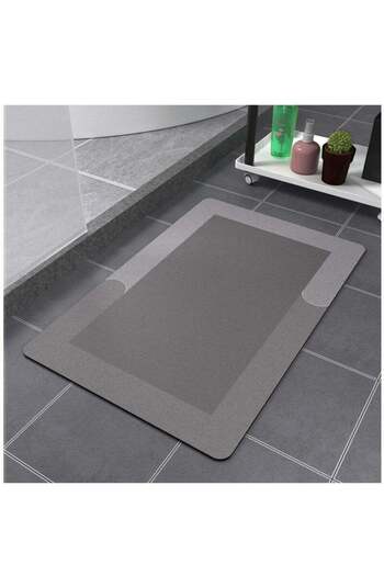 fulina Diatomaceous Earth Bath Mats,Quick Dry Super Absorbent,Non Slip Dirt-Resistance,80cmx50cm,Gray