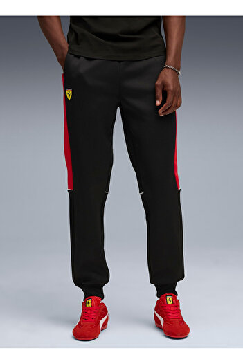 Puma 63276501 Ferrari Mt7 Track Pants Pu Black Elastic Waist Regular Fit Straight Men's Sweatpants