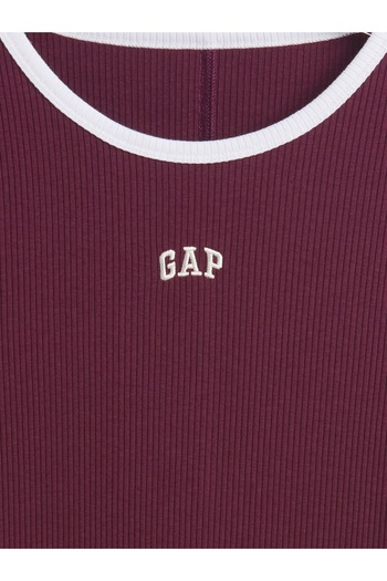 GAP Kadın Bordo Modern Fitilli Logo Crop T-Shirt