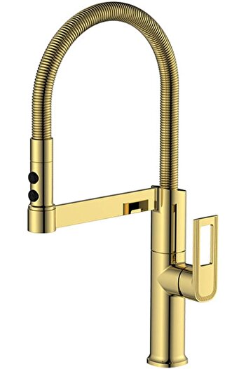 Sanlux Gold Kitchen Faucet 49 cm with Pull-out Spray and 360° Rotation, vst58