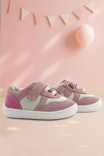 Rakerplus Bob Genuine Leather Powder Pink Barefoot Velcro Elastic Baby Sneaker Shoes