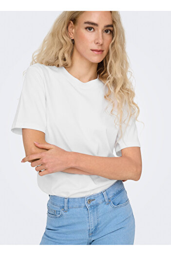 ONLY ONLMONJA S/S TEE JRS NOOS Λευκό γυναικείο κοντομάνικο μπλουζάκι