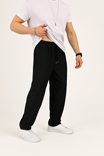 EydaMoon Men's Baggy Loose Cut Parachute Fabric Elastic Waist Trousers