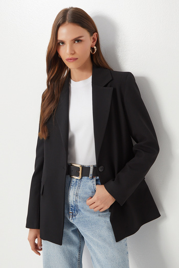 Lovelyİstanbul Padded Polyviscon Blazer Jacket Lgp0018 Black