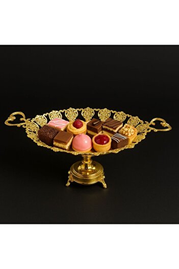ALMASA Oval dessert plate with base