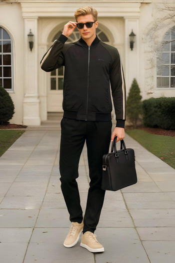 BESSA Men's Khaki Tracksuit Set Parachute Fabric Detailed Zippered Pocket Straight Leg