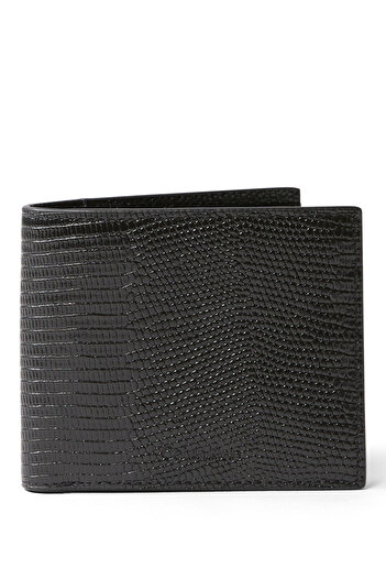Calvin Klein Siyah Erkek Cüzdan LIZARD EMBOSSED BILLFOLD W/ COIN