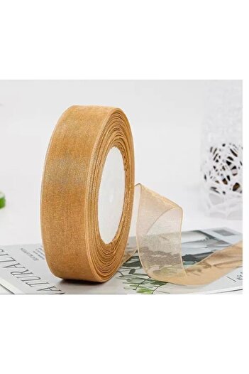 Deniz Party Store Organza Miere Spumă Panglică Cremă Întunecată 2 Cm 50 Metri Ornament Cadou