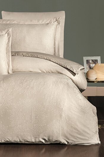 VAROL Liyosel Jacquard Duvet Cover Set Single - Nothingham Cappuccino