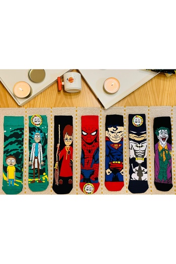 AL Bİ 90LIK Set of 7 - Striped Hero Patterned Unisex Socks