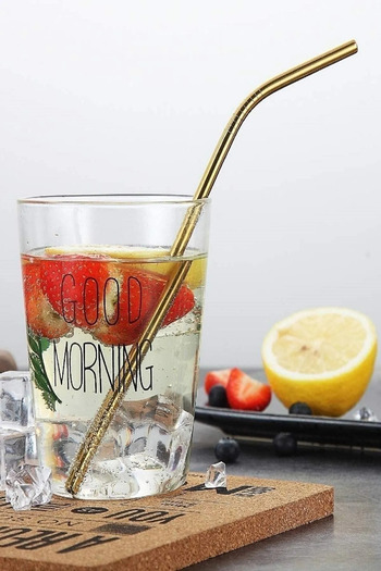 safestore 9 Pieces Metal Straws Stainless Steel Soft Drink Straw Stick Straw Cleaning Brush