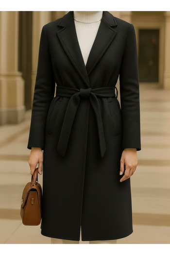 CurcunaShop Imported High Quality Stamp Coat with Puella Lining Pockets and Belt
