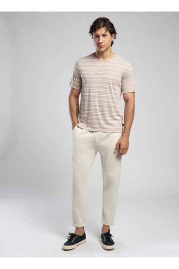 Lee Cooper Ανδρικό μπλουζάκι με στρογγυλή λαιμόκοψη μπεζ 252 LCM 242062 JEVON ΜΠΕΖ-ΛΕΥΚΟ