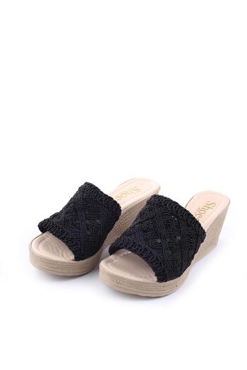Papuçsepeti 7 Cm Wedge Heeled Straw Women's Slippers - 3856 Model