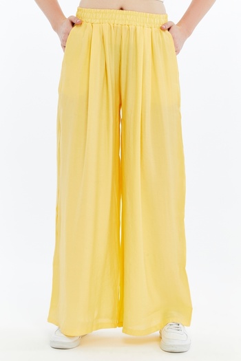 Maison La Femme Women's Trousers Tansel Fabric High Waist Wide Leg