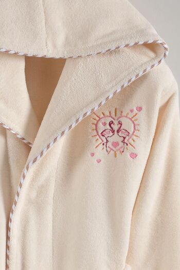 VAROL Bamboo Embroidered Waiter Size Bathrobe - Flamingo