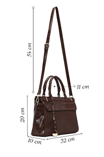 Derimod Women's Brown Long Strap Patterned Shoulder Bag 25Sbd254214