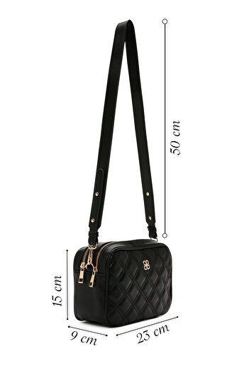 Derimod Women's Black Long Strap Quilted Crossbody Bag 25Abd2701Kp