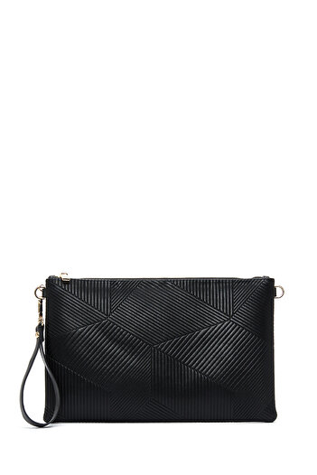 Derimod Women's Black Chain Strap Patterned Portfolio Bag 25Wbd220432