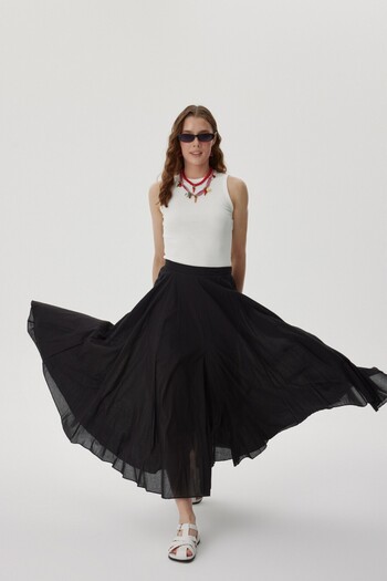 Buly Pi̇le Detail Fluffed Skirt