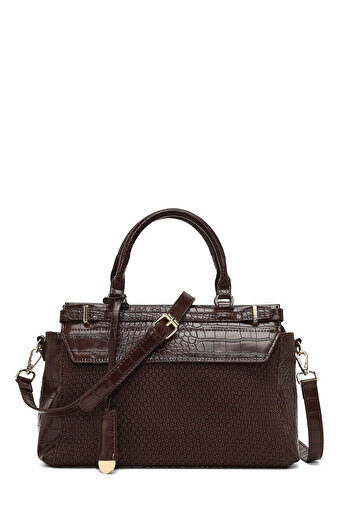 Derimod Women's Brown Long Strap Patterned Shoulder Bag 25Sbd254214