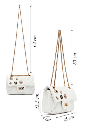 Derimod Women's White Long Strap Quilted Shoulder Bag 25Abd2611Kp
