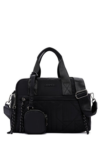 Derimod Women's Black Long Strap Accessory Detailed Fabric Shoulder Bag 25Wbd24746F