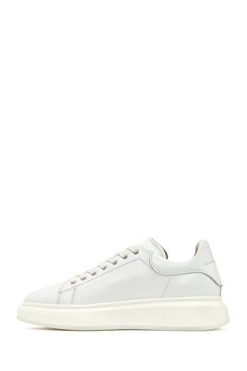 Derimod Men's White Lace-Up Thick Soled Leather Sneaker 25Wfd632318