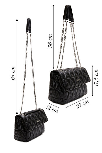 Derimod Women's Black Chain Strap Quilted Shoulder Bag 25Abd2004Kp