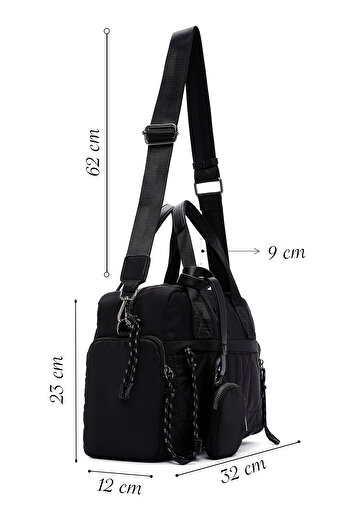 Derimod Women's Black Long Strap Accessory Detailed Fabric Shoulder Bag 25Wbd24746F