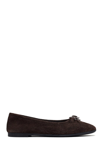 Derimod Women's Brown Suede Leather Ballerinas 25Afd270110