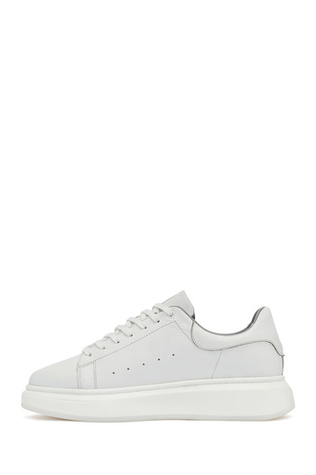 Derimod Men's White Lace-Up Thick Sole Leather Sneaker 25Wfd675318