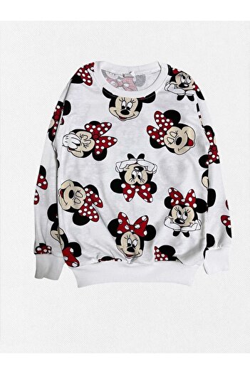 Pajama Shop Girls' Cotton White Mouse Ribbon Pattern Long Sleeve Winter Pajamas Set