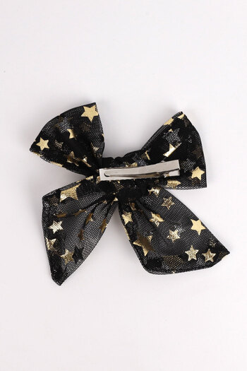 Le Mabelle Black Star Printed Tulle Girl's Clip Buckle