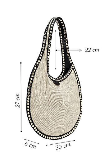 Derimod Women's Beige Straw Shoulder Bag 25Sbd2772M7