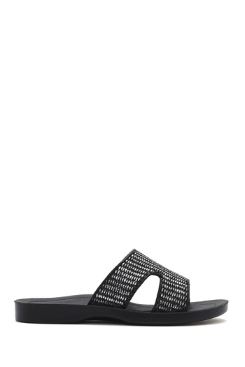 Derimod Women's Black Straw Slippers 25Sfe4636M7
