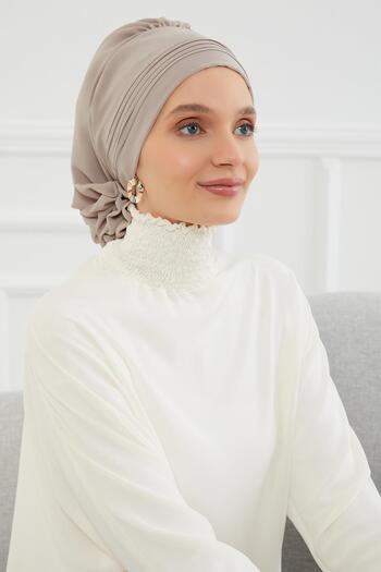 Aisha's Design Pleated Design Chiffon Ready-To-Wear Turban,Ht-31,Ht-31,Mink