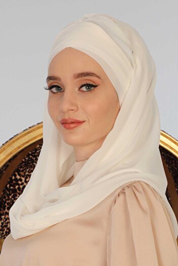 Ayşe Tasarım Σάλι σιφόν Cross Practical,cps-502,cps-502,Κρεμ