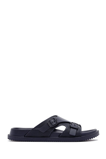 Derimod Men's Navy Blue Buckle Slippers 25Sfd6971Pv