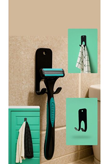 VENON 4 Pcs Stainless Metal Permatic Holder Strong Adhesive Bathroom Organize Razor Holder Bathroom Hanger