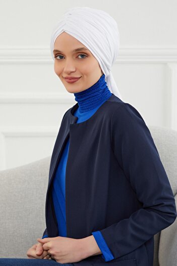 Aisha's Design Drawstring Combed Cotton Bonnet,B-1,White