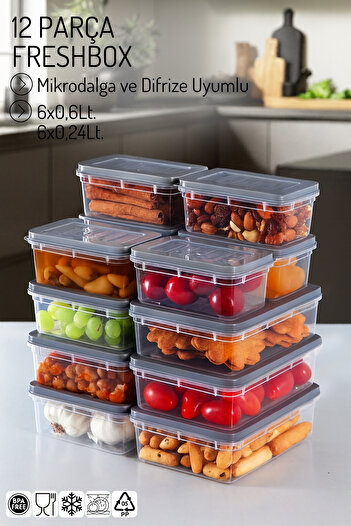 Nandy Home 12-Piece Set Freshbox Microwave and Freezer Safe Storage Container Set