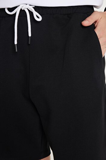 Tudors Men's Relax Fit Relaxed Fit 100% Cotton Lace-Up Black Shorts