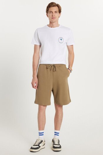 Tudors Men's Relax Fit Relaxed Cut Green Bermuda Shorts with Side Pockets