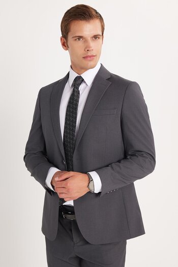 Tudors Men's Slim Fit Mono Collar Lycra Flexible Fabric Smoked Suit