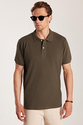 Tudors Men's Regular Fit Classic Cut 100% Cotton Plain Pique Khaki Polo Neck T-Shirt