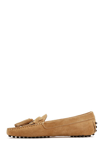 Derimod Women's Camel Tassel Suede Genuine Leather Penny Loafer Shoes Casual Daily Shoes 25Sfd290710