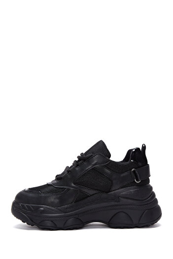 Derimod Kadın Siyah Kalın Tabanlı Bağcıklı Sneaker 24WFE220014
