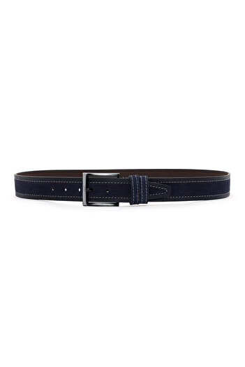 Derimod Men's Navy Blue Suede Leather Belt 000A2D1304010